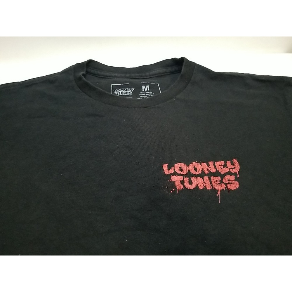 Looney Tunes Mens Graphic T-Shirt Black Crew Neck‎ Short Sleeve Size Medium
